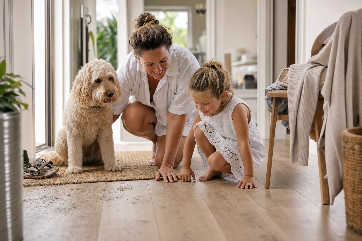 Laminat eller heltre når barn og hund preger hverdagen